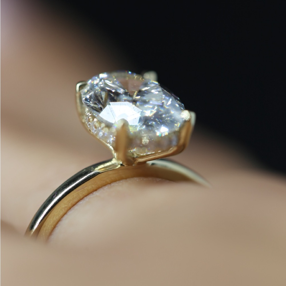 Gold and White Diamond Ring with Minimalist Design